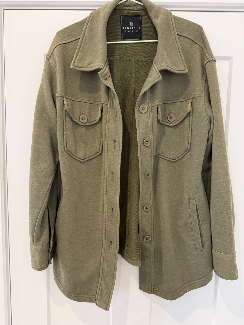 bagatelle Olive Utility Button-Front Jacket - Cotton